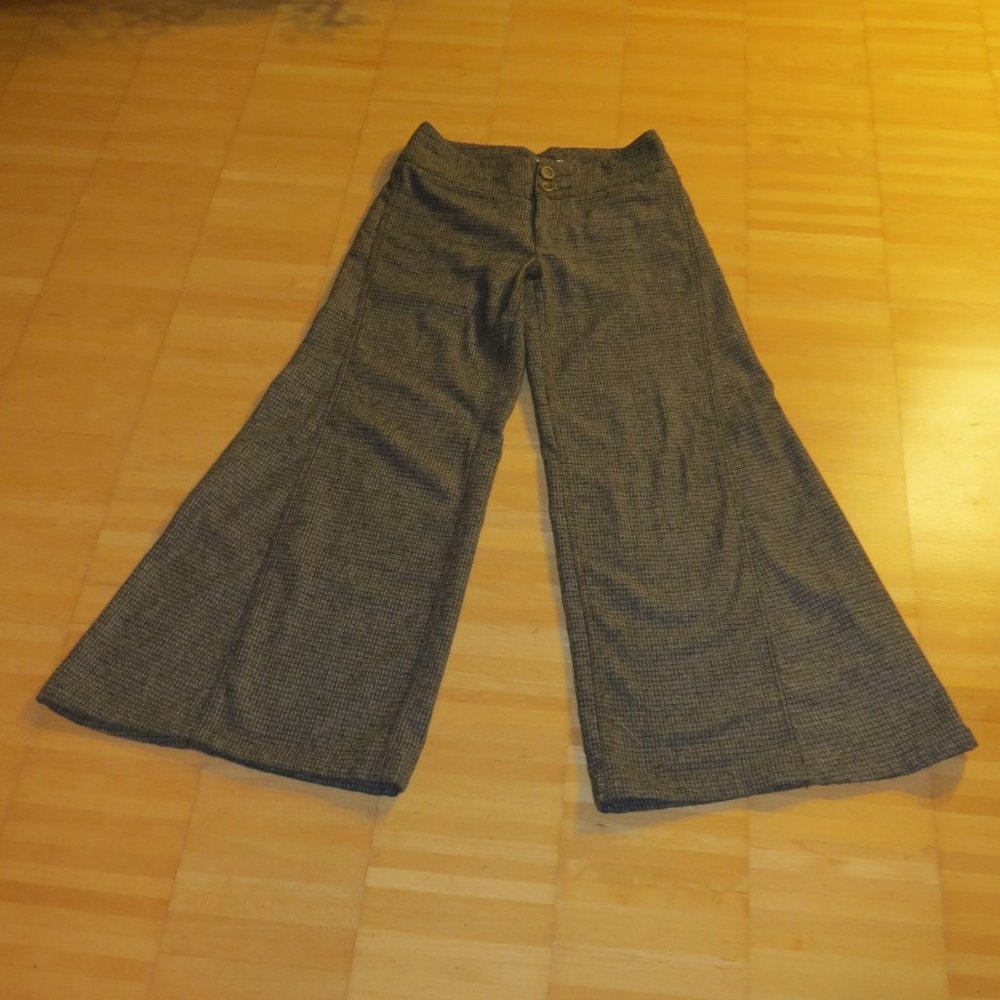 FREE PEOPLE wide leg brown tweed trousers 4 S